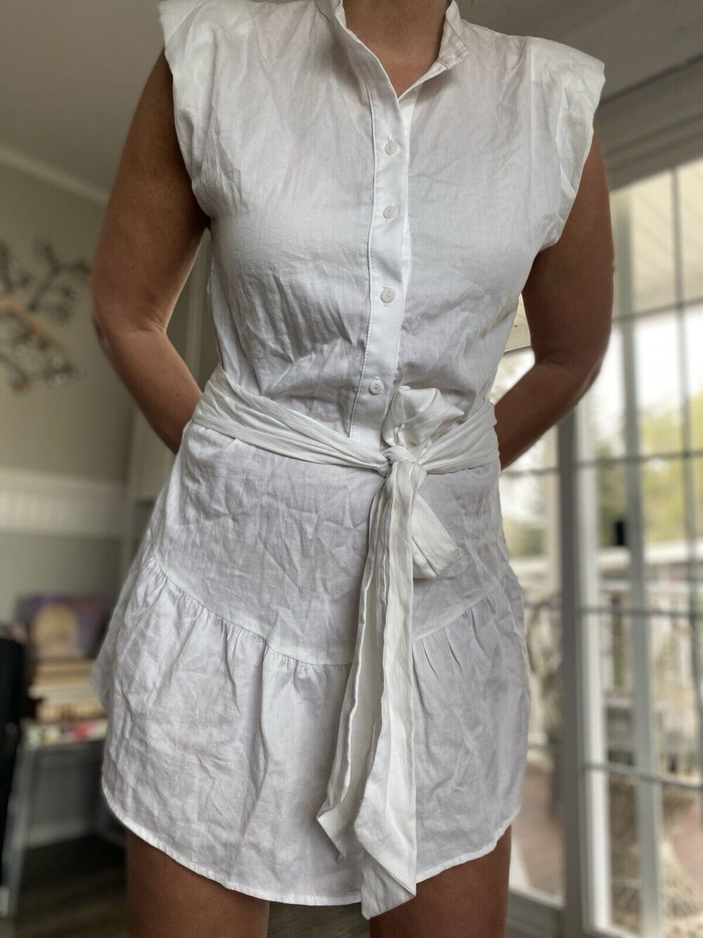 STILLWATER Strong Shoulder Mini Dress White S